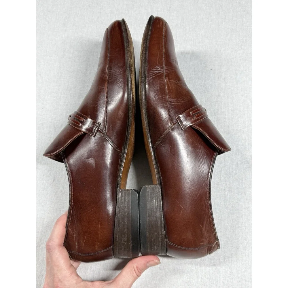 Barker England Penny Loafers Sz‎ 9/8UK Burgundy Leather Vintage Dress Shoes